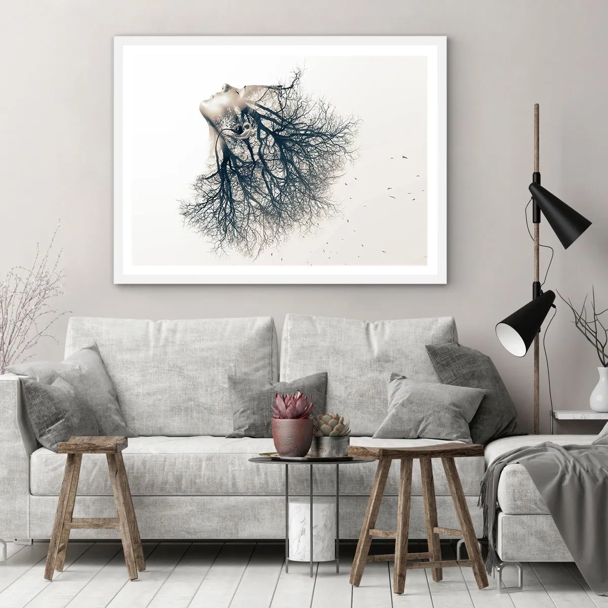 Pôster em moldura branca - Ouvir o sussurro da árvore - 70x50 cm