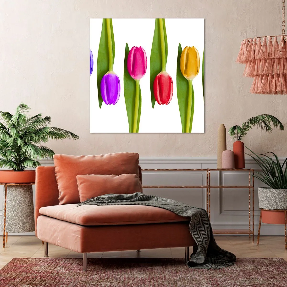 Quadro em tela - Composição arco-íris - 50x50 cm