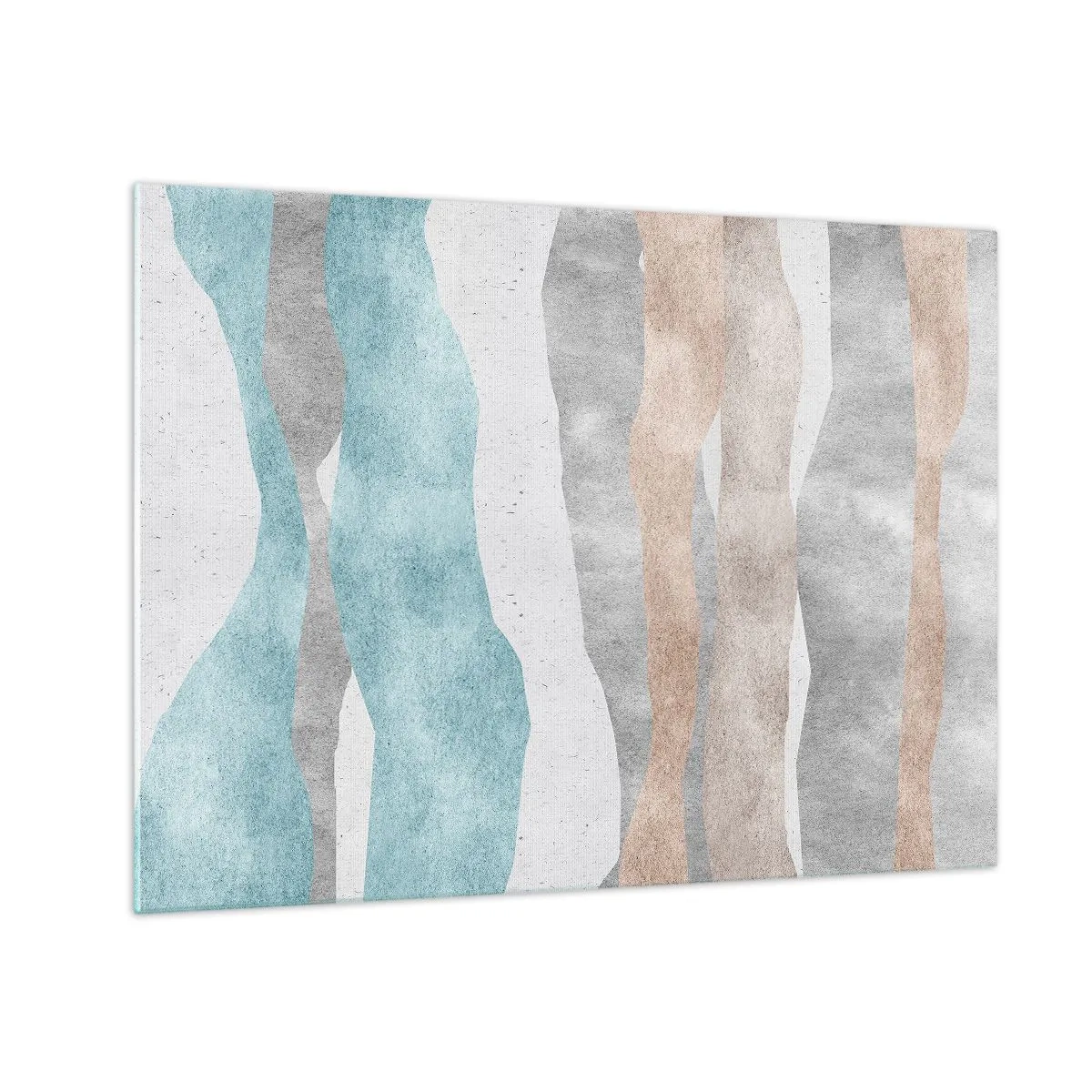 Quadro em vidro - Listras delicadas em tons de bege e azul - 70x50cm - Um estudo de proximidade - Decoração de parede moderna para a sala de estar e quarto ARTTOR