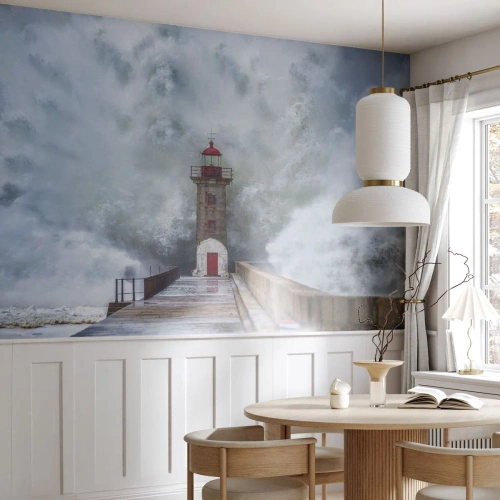 Papel de Parede Autocolante Deluxe Sticker - O rugido das águas, o som do vento - Farol, Paisagem, oceano - 400x280 cm