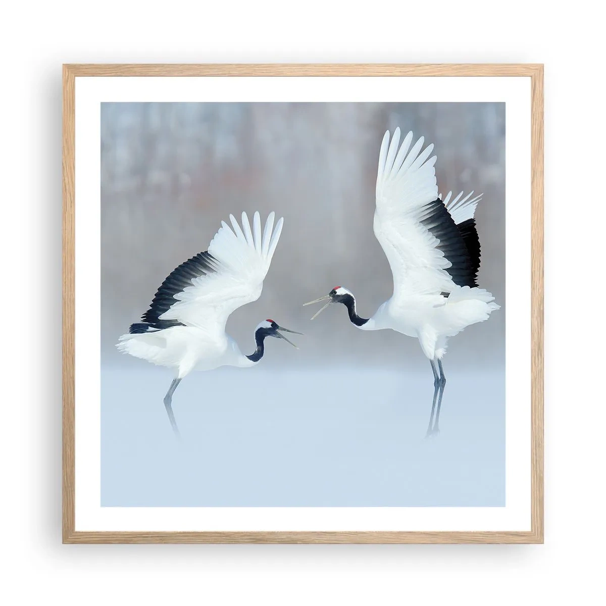 Pôster com moldura de carvalho claro - Dança no nevoeiro - 60x60 cm