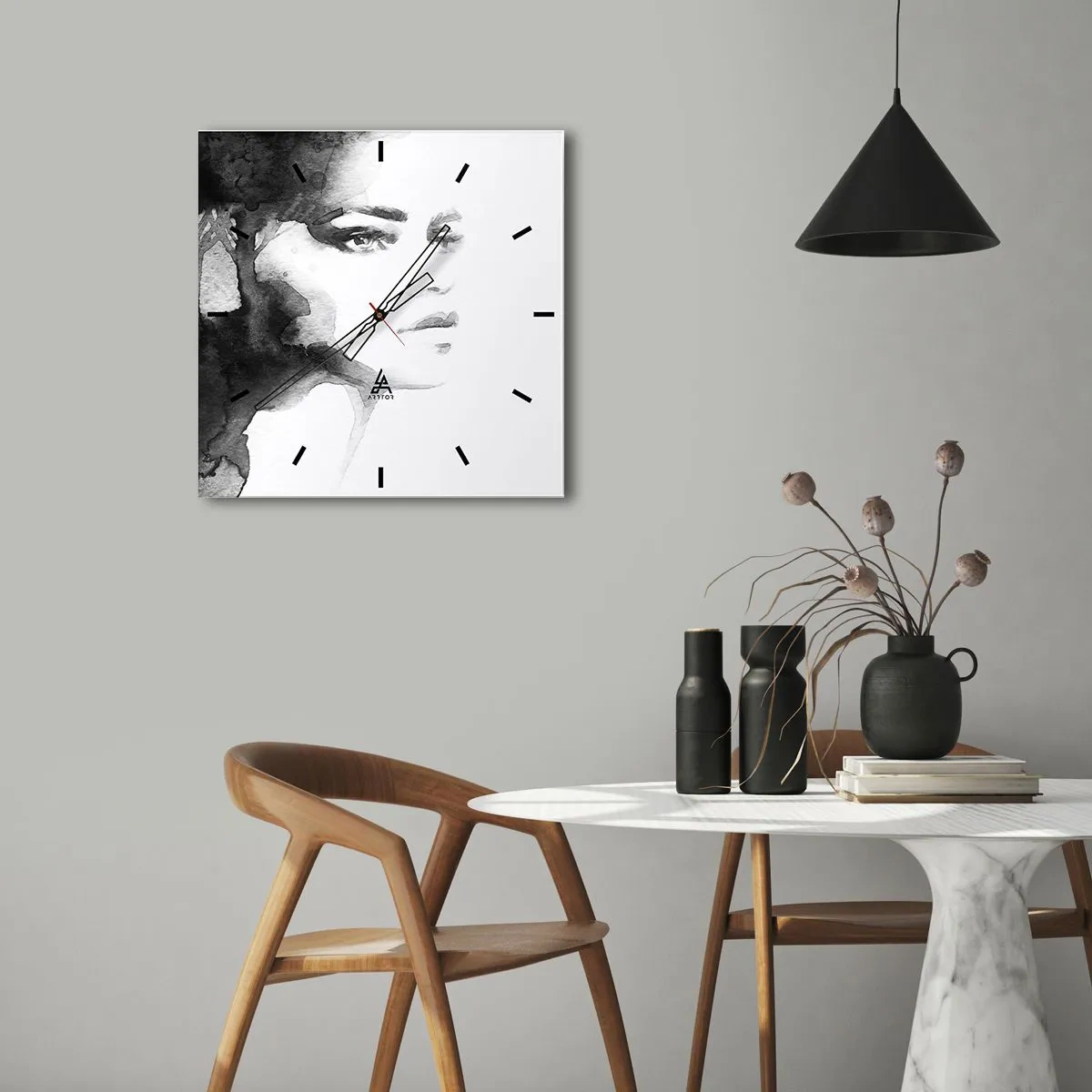 Relógio de parede - Relógio em vidro - Feita de mistério e névoa - 40x40 cm