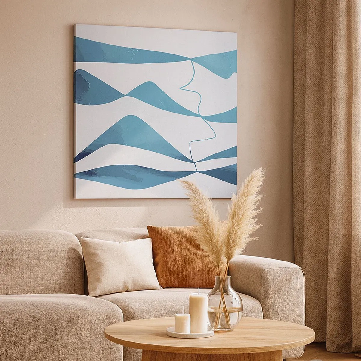 Quadro em tela - Abstração: composto turquesa - 30x30 cm