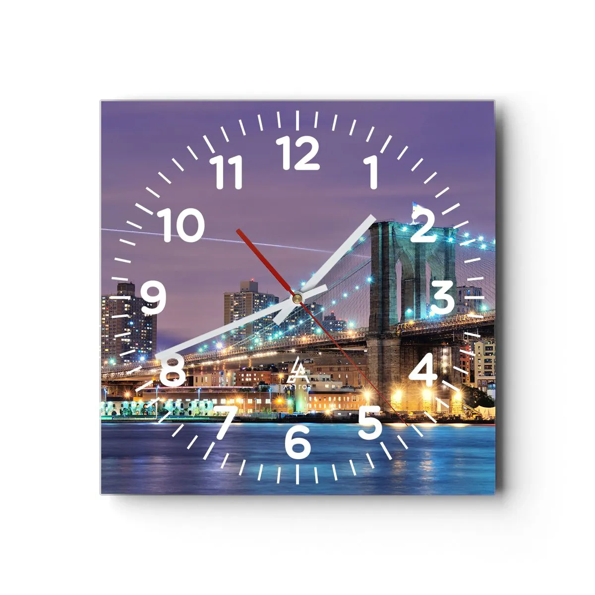 Relógio de parede - Relógio em vidro - Por muitos anos, a Ponte do Brooklyn - 40x40 cm