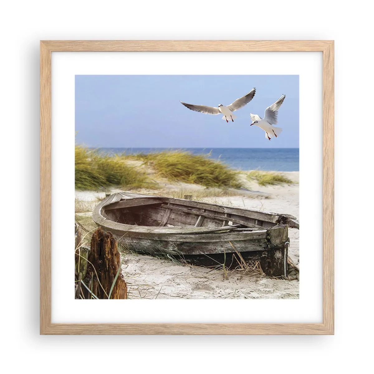 Pôster com moldura de carvalho claro - Banhado pelo vento - 40x40 cm
