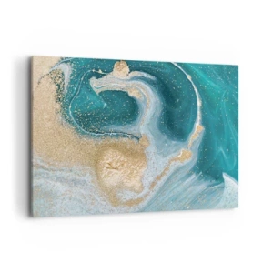 Quadro em tela - Um vórtice de ouro e turquesa - 100x70 cm