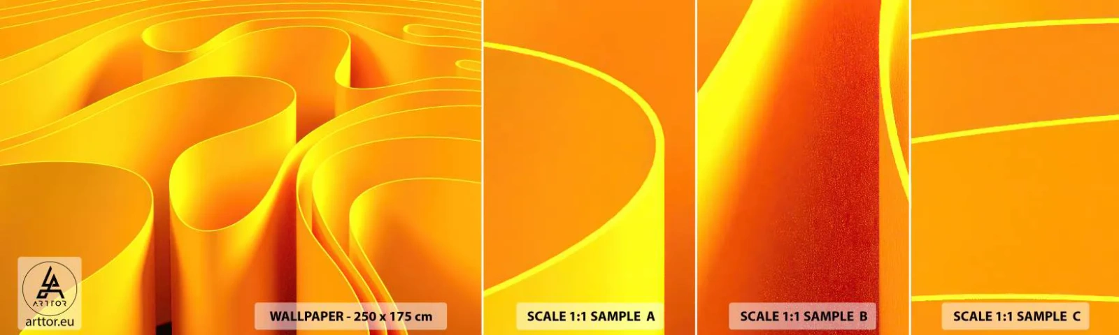 Amostra de papel de parede autocolante Deluxe Sticker - Como as ondas do sol - 3D, Moderno, Linhas - 100x30 cm