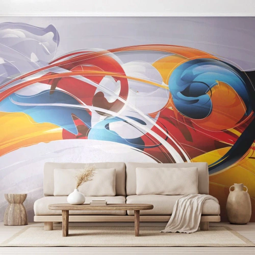 Papel de Parede Standard Eco - Uma composição abstrata cheia de cores e dinâmicas - 100x70cm - A dança dos elementos da natureza - Decoração de parede moderna para a sala de estar e quarto ARTTOR