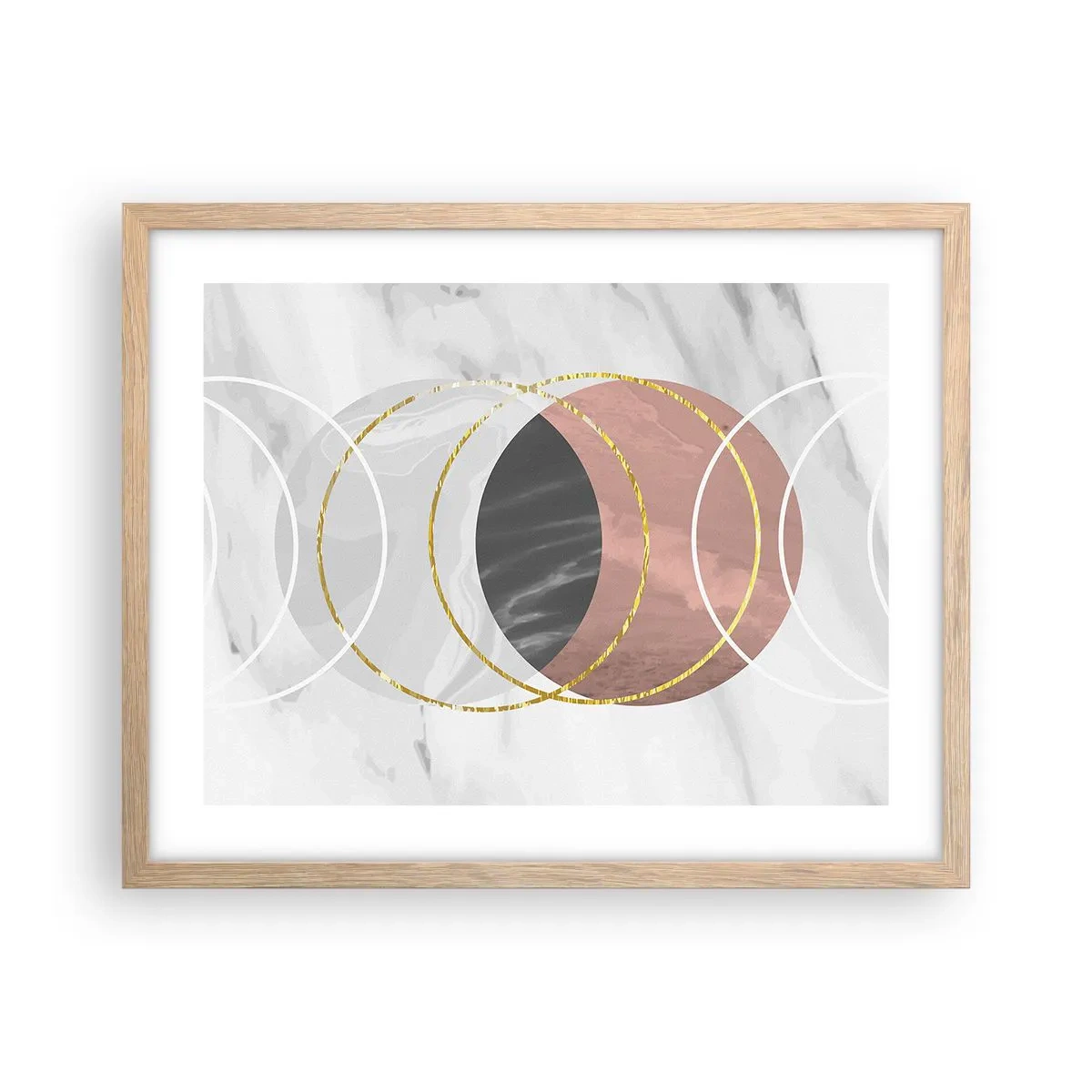 Pôster com moldura de carvalho claro - Música das esferas - 50x40 cm