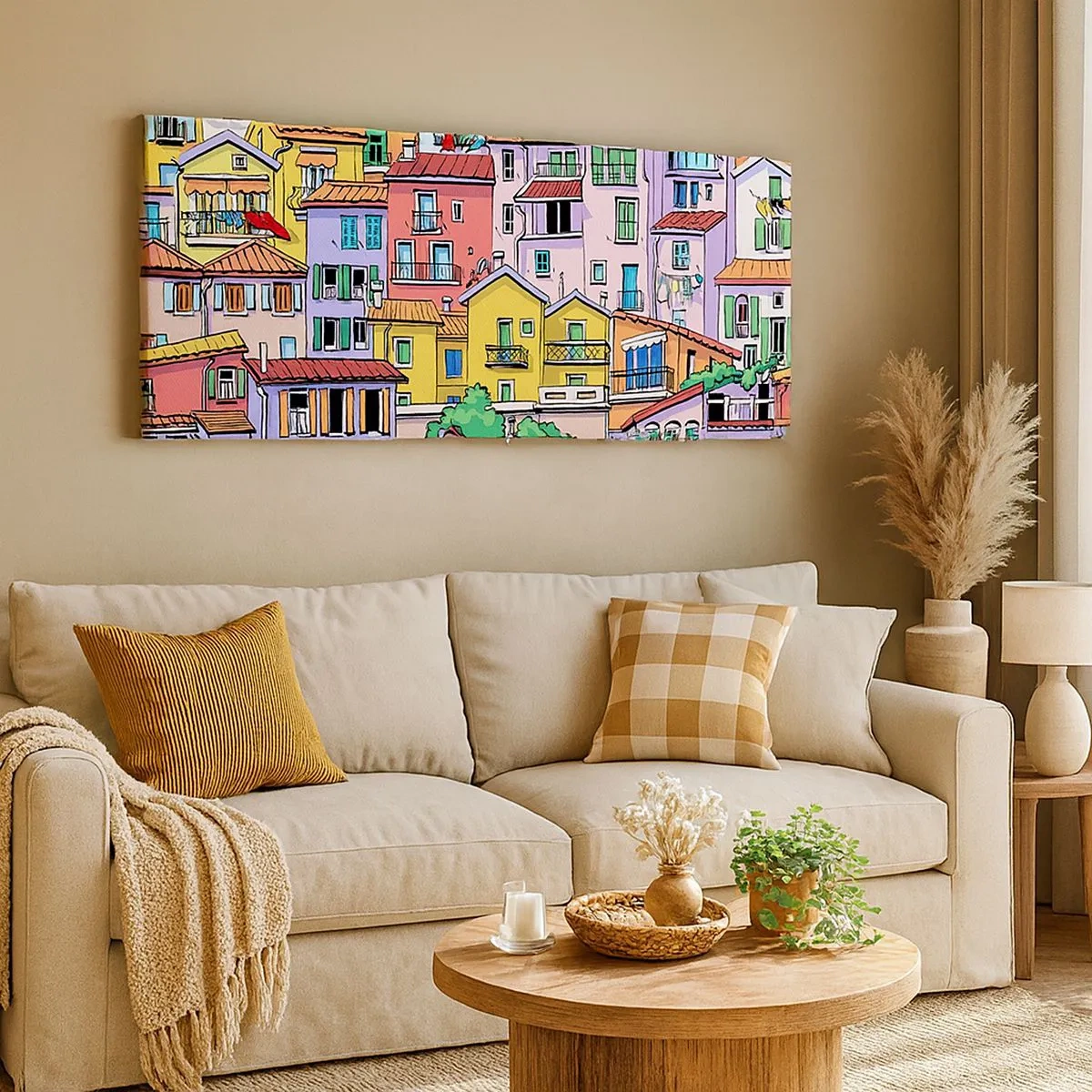Quadro em tela - Cidade divertida - 100x40 cm