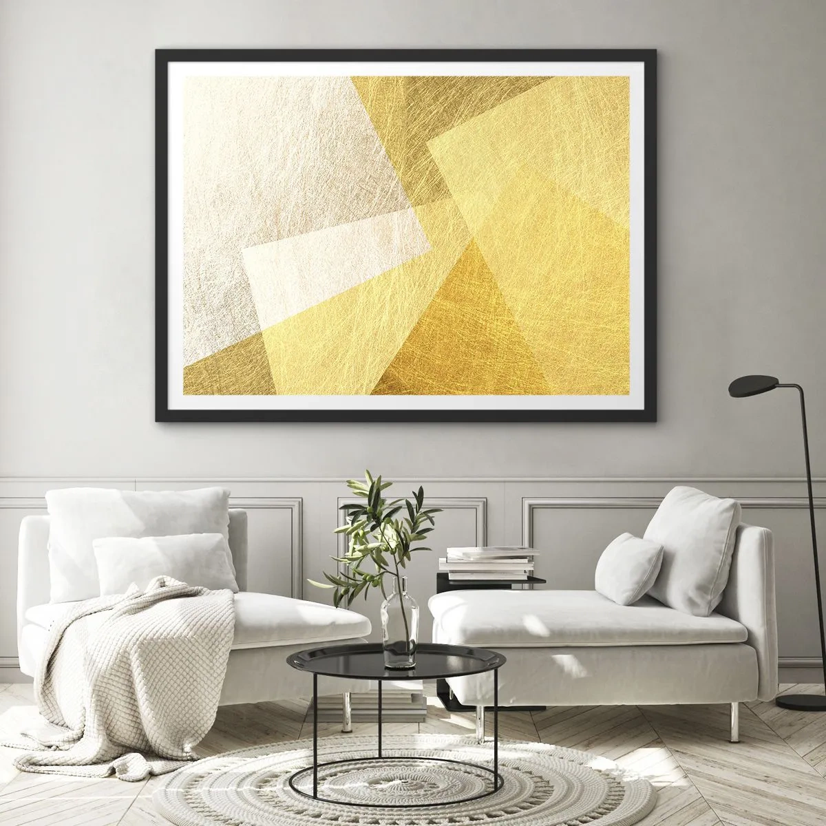 Pôster com moldura preta - Clima geométrico - 70x50 cm