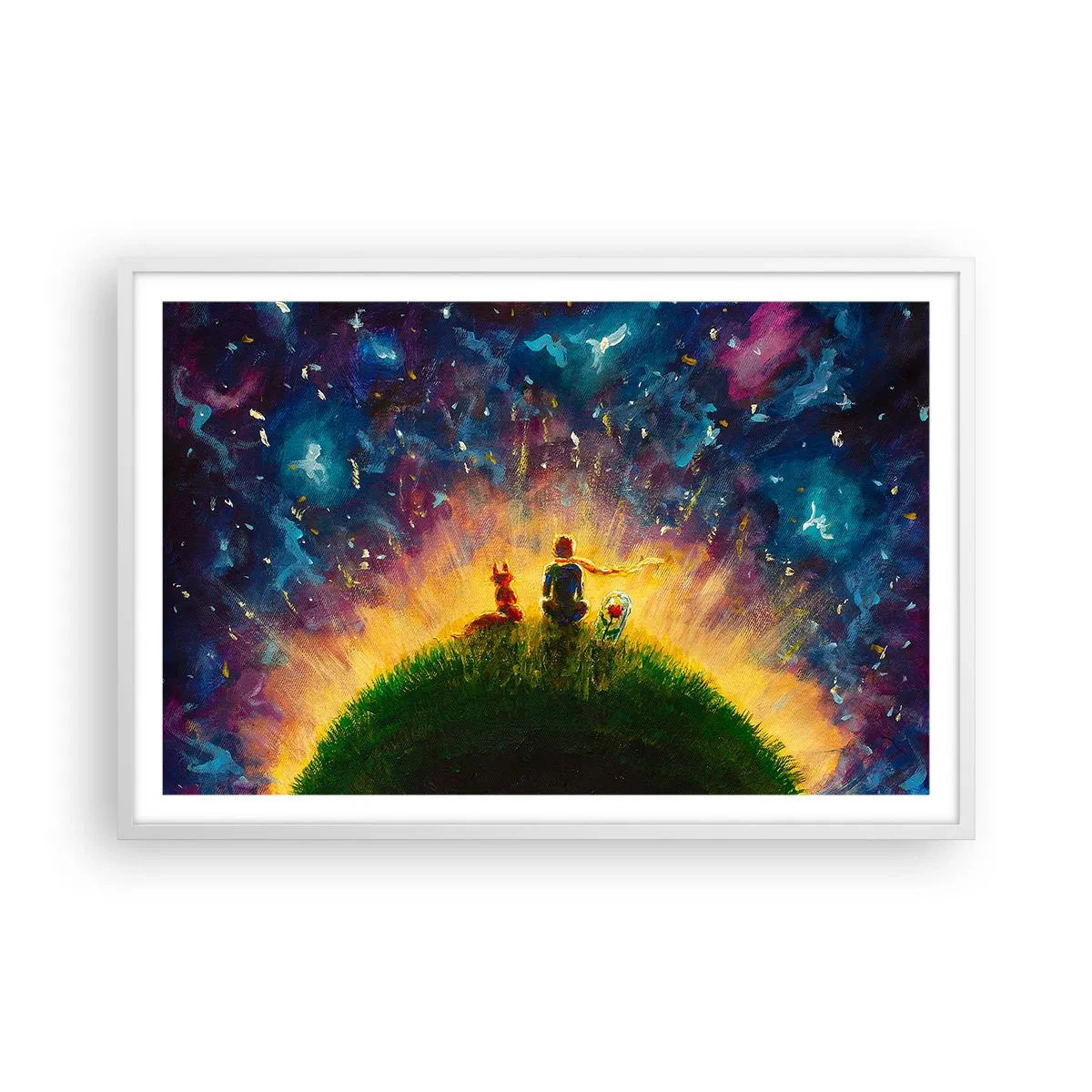 Pôster em moldura branca - Amor e amizade - o mundo inteiro - 91x61 cm