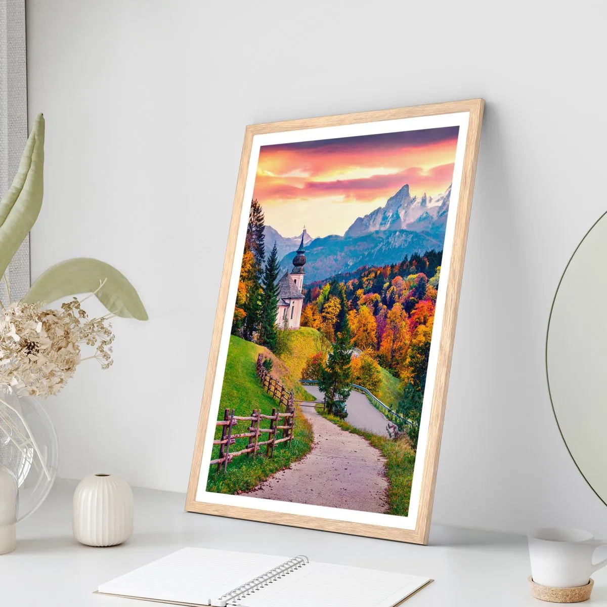 Pôster com moldura de carvalho claro - Paisagem como uma pintura - 40x50 cm