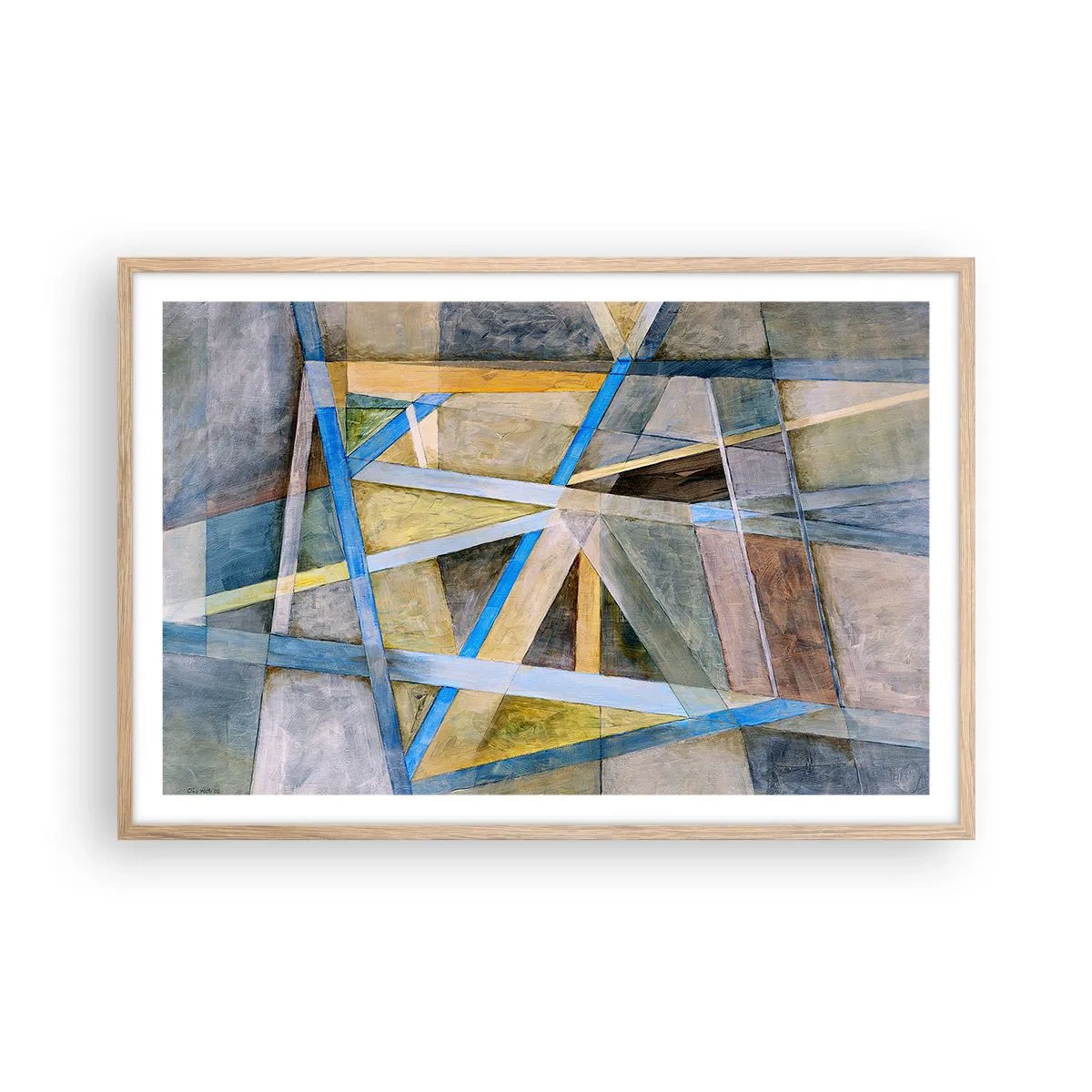 Pôster com moldura de carvalho claro - Em linha reta ou na diagonal? - 91x61 cm