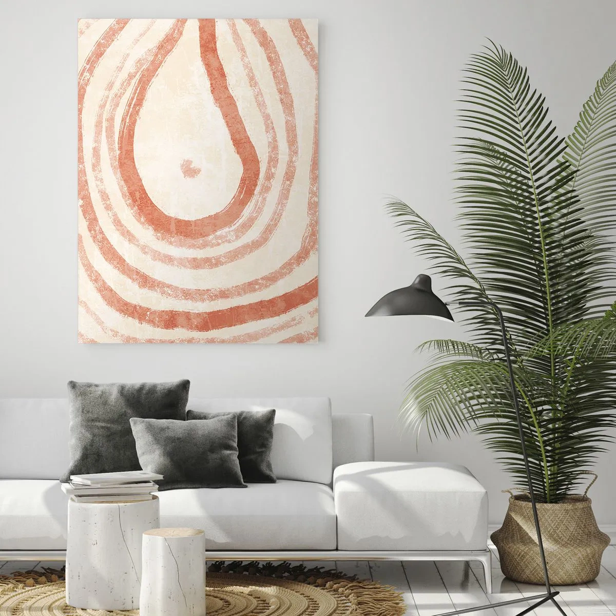 Quadro em vidro - Círculos de coral – composição - 80x120 cm