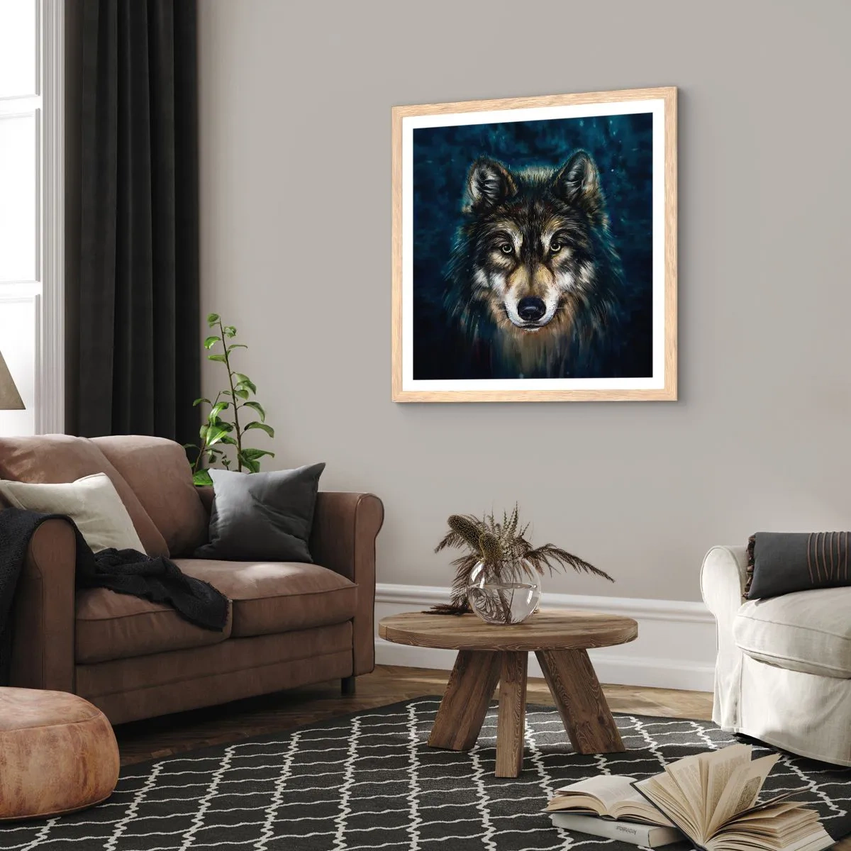 Pôster com moldura de carvalho claro - Alfa? E ómega - 60x60 cm