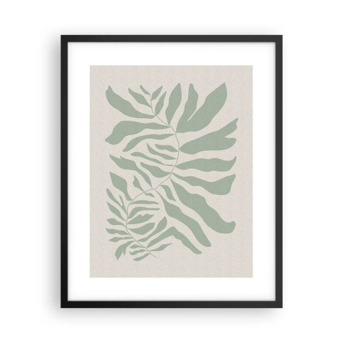 Pôster com moldura preta - Galho esmeralda - 40x50 cm
