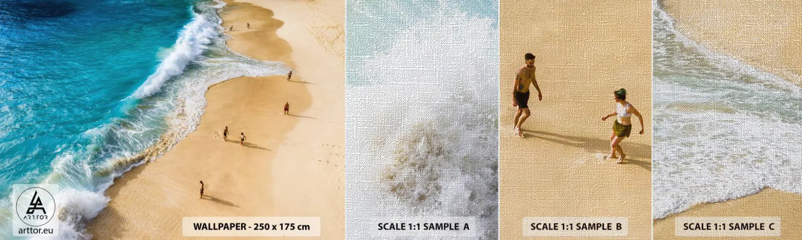 Amostra de papel de parede Premium Canvas - E depois o sol, a praia… - Praia, Costa do oceano, Mar - 100x30 cm