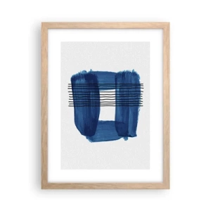 Pôster com moldura de carvalho claro - Composição azul-negra - 30x40 cm