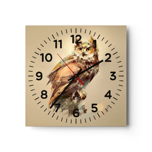 Relógio de parede - Relógio em vidro - A coruja mais inteligente - a floresta confirma - 30x30 cm