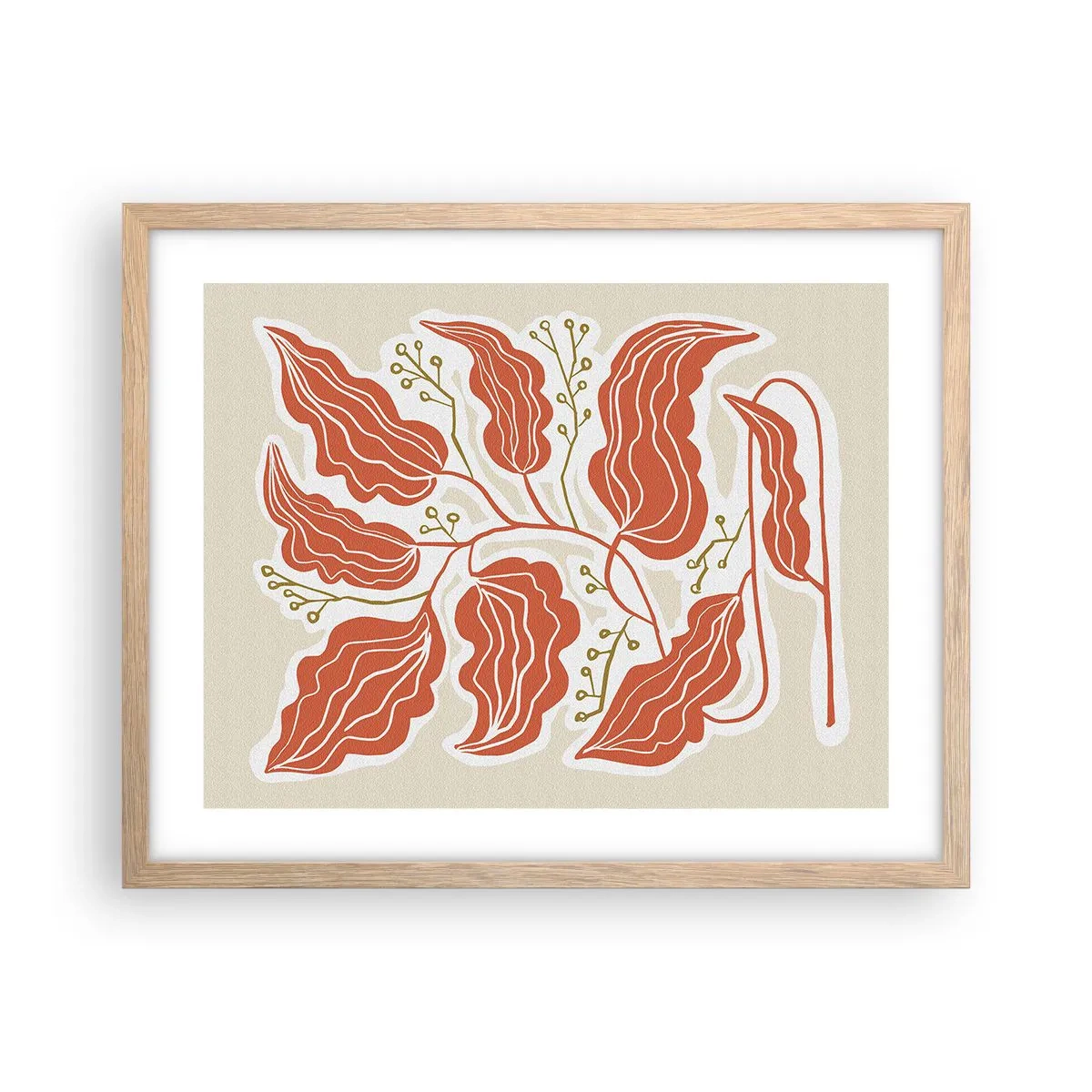 Pôster com moldura de carvalho claro - Folclórico e coral - 50x40 cm