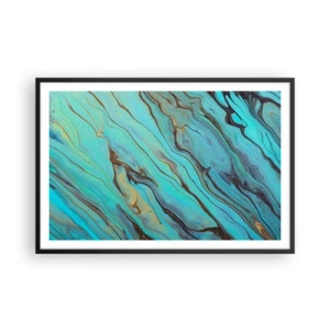 Pôster com moldura preta - Maré Turquesa - 91x61 cm
