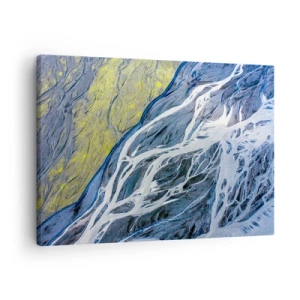 Quadro em tela - Vista aérea abstrata de leitos de rios sinuosos - 70x50cm - Pinturas rupestres da natureza - Decoração de parede moderna para a sala de estar e quarto ARTTOR