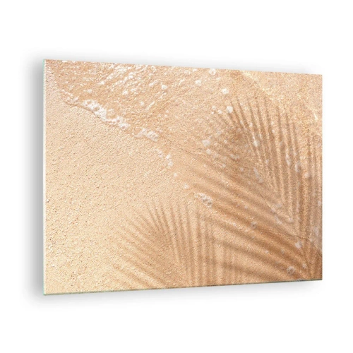 Quadro em vidro - Praia e sombra na areia - 70x50cm - A sombra de um verão quente - Decoração de parede moderna para a sala de estar e quarto ARTTOR
