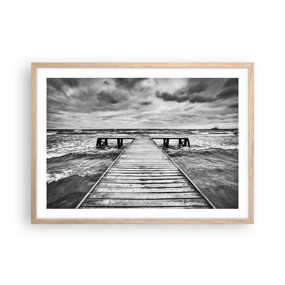 Pôster com moldura de carvalho claro - Estou à espera do vento, que vai dispersar... - 70x50 cm