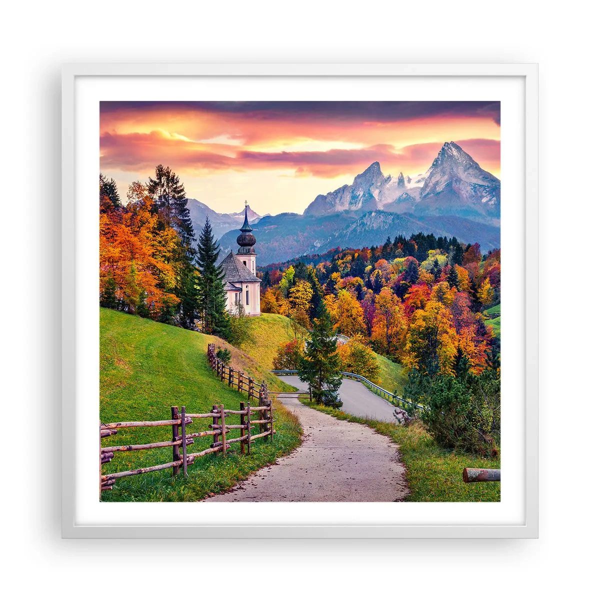Pôster em moldura branca - Paisagem como uma pintura - 60x60 cm