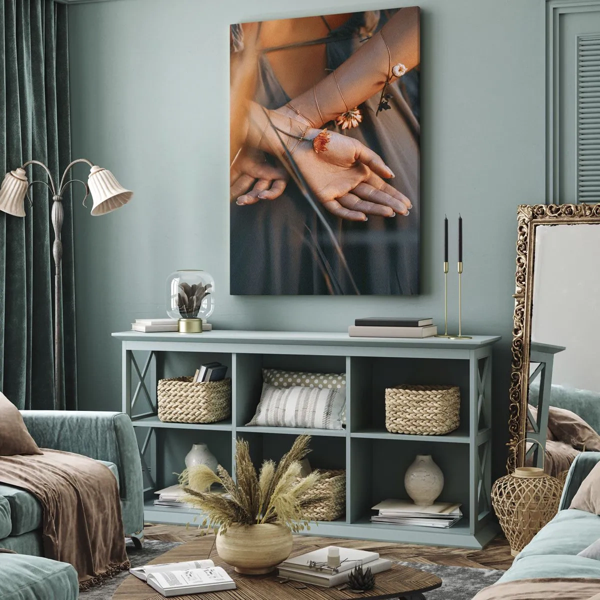 Quadro em tela - Ligada à natureza - 55x100 cm