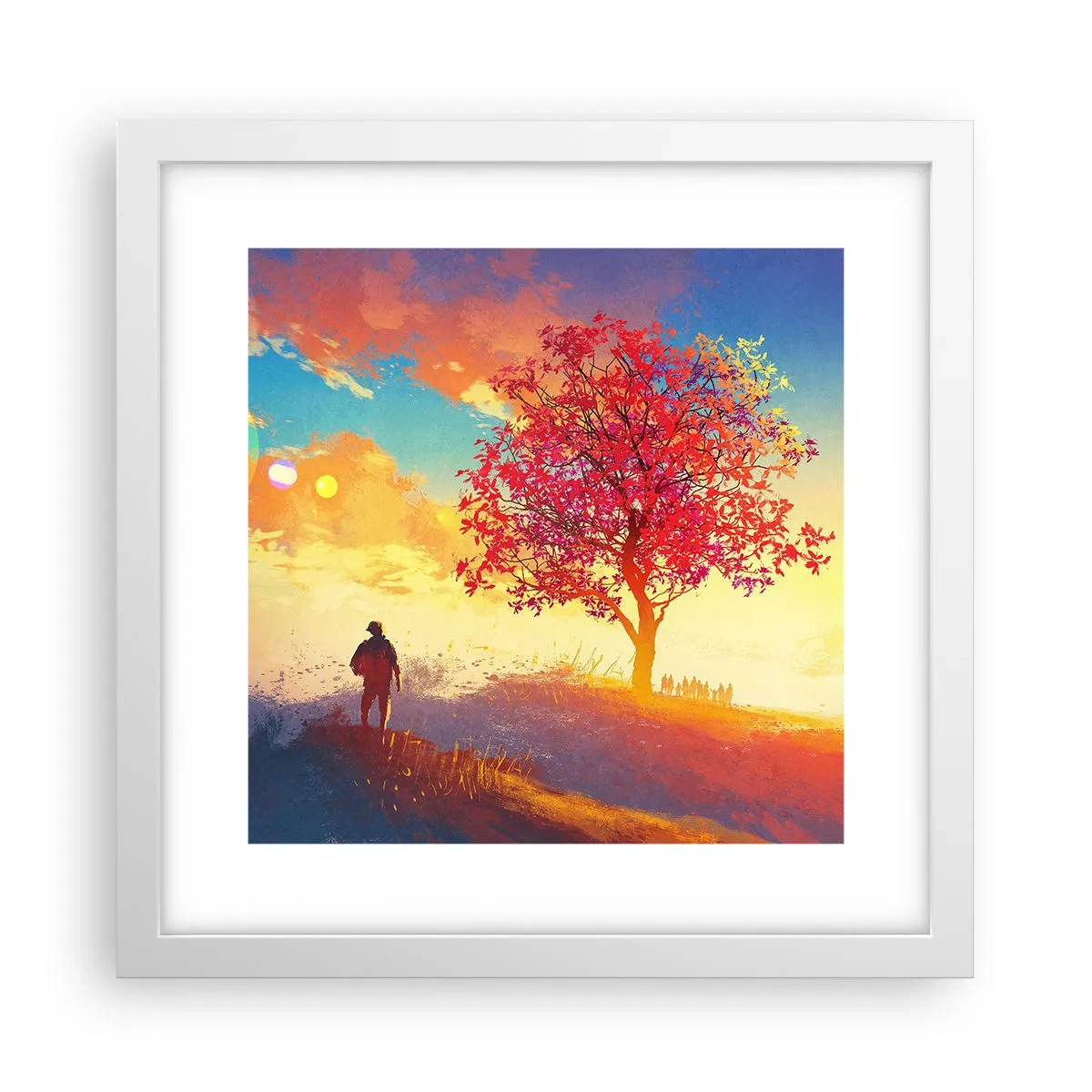 Pôster em moldura branca - O peregrino no seu destino - 30x30 cm