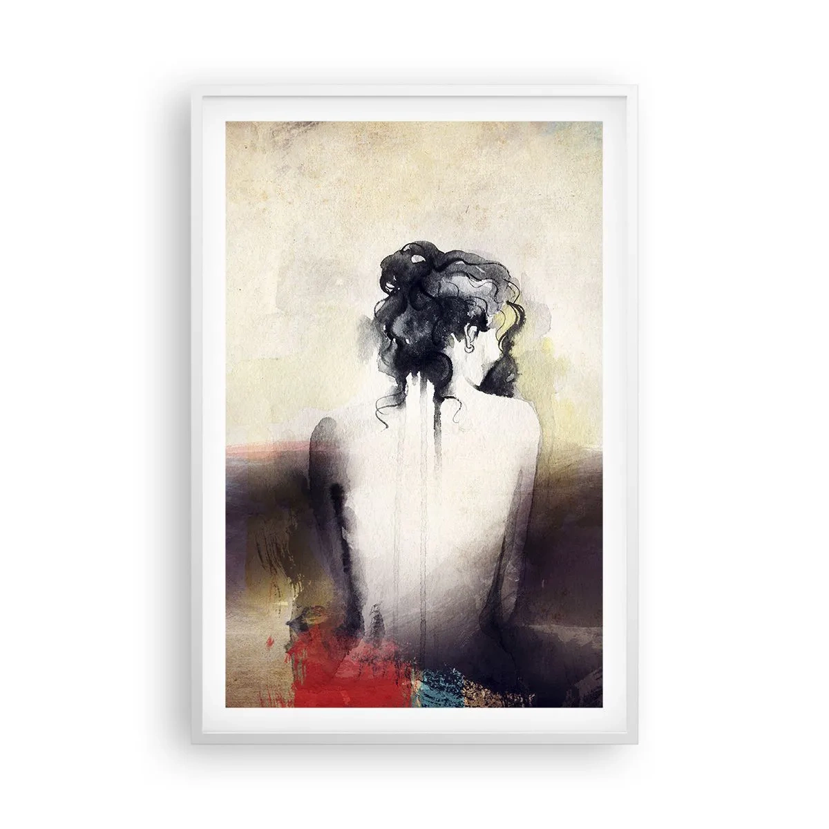 Pôster em moldura branca - Linhas suaves, formas ovais - 61x91 cm