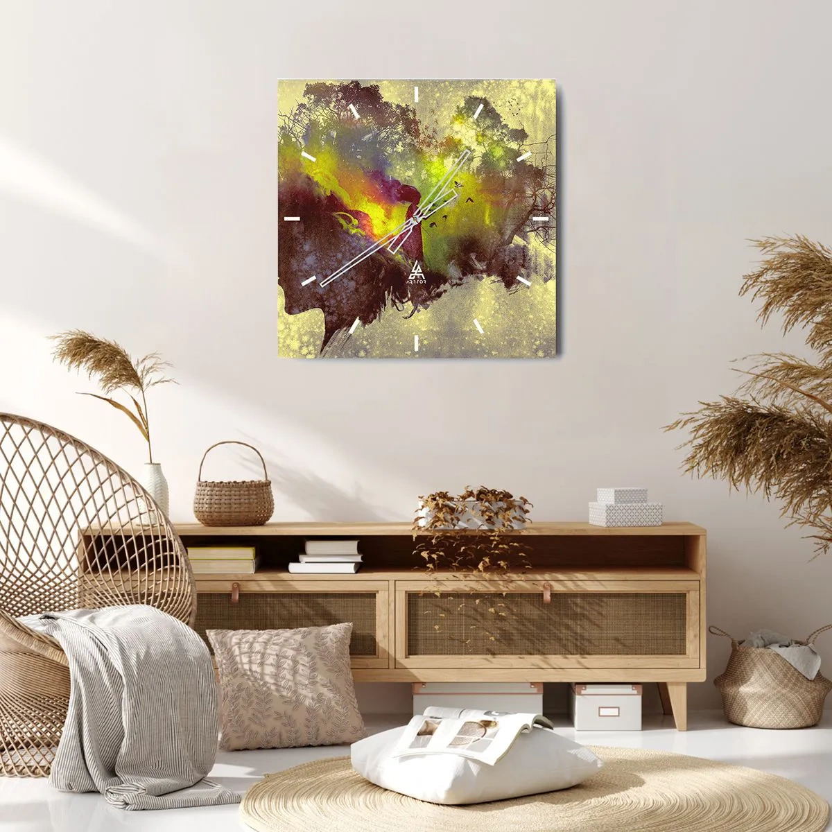 Relógio de parede - Relógio em vidro - Mãe Natureza - 30x30 cm