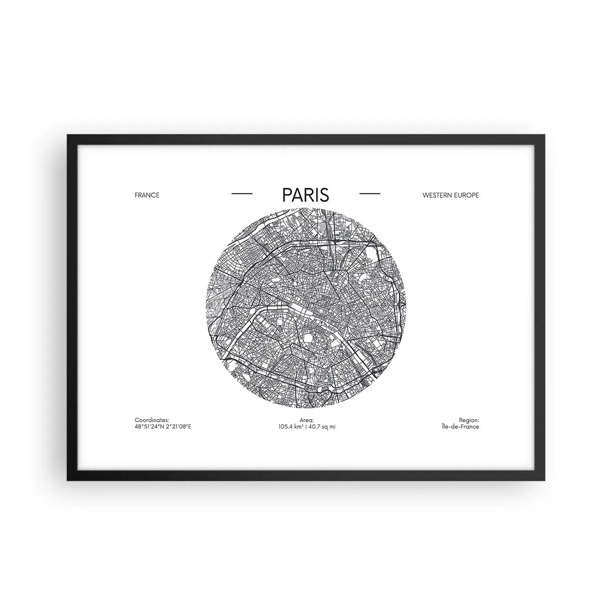 Pôster com moldura preta - Anatomia de Paris - 70x50 cm