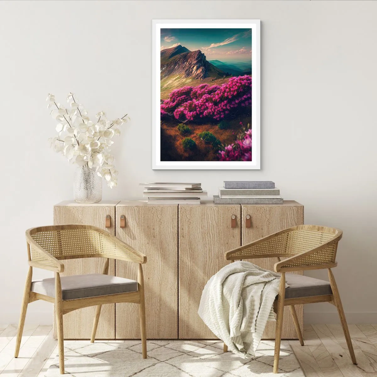 Pôster em moldura branca - Verão nas montanhas - 40x50 cm
