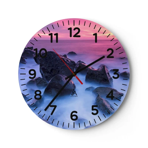 Relógio de parede - Relógio em vidro - Nascimento em brilho e nevoeiro - 40x40 cm