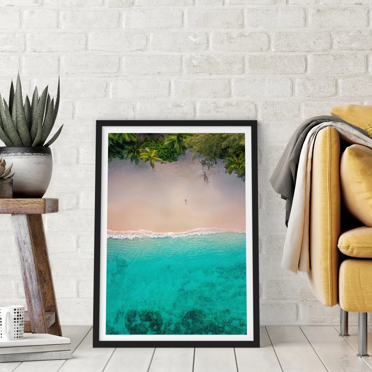 Pôster com moldura preta - Praia do paraíso - 70x100 cm