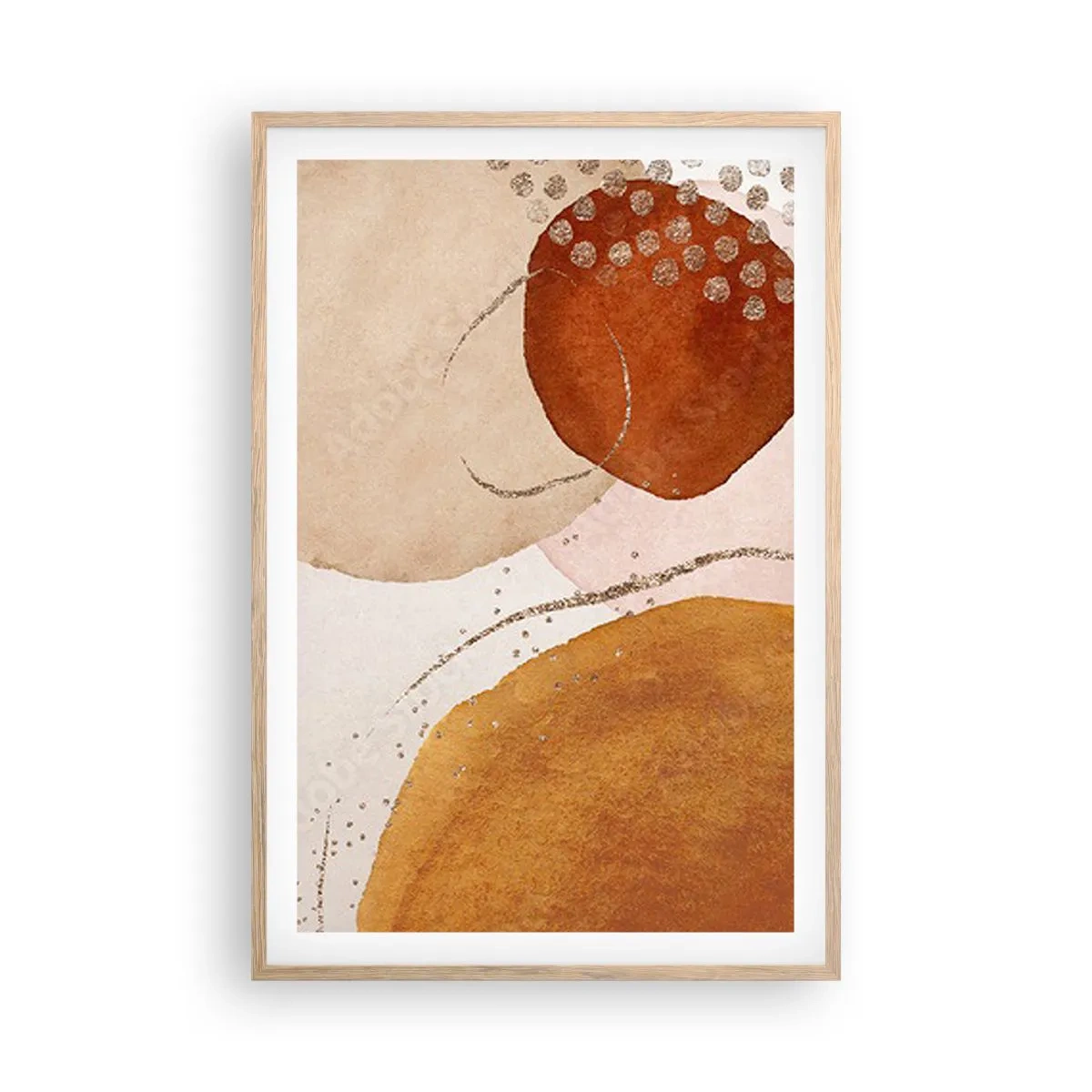 Pôster com moldura de carvalho claro - Redondeza e movimento - 61x91 cm