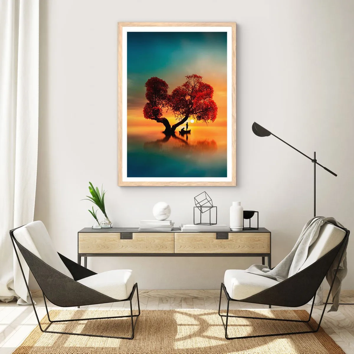 Pôster com moldura de carvalho claro - A distância e o silêncio do mundo - 70x100 cm