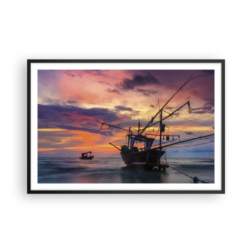Pôster com moldura preta - Noite exótica - 91x61 cm