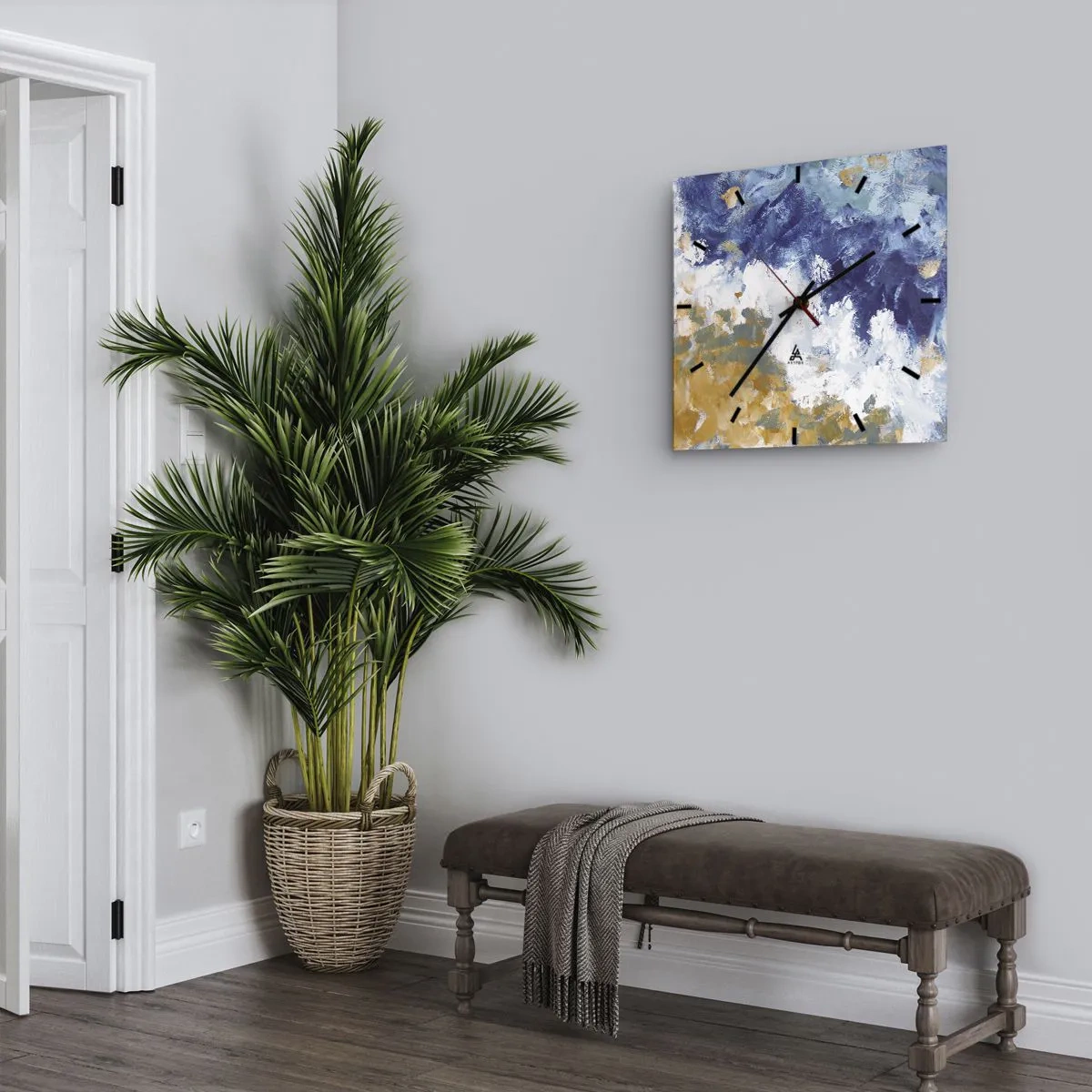 Relógio de parede - Relógio em vidro - Dança dos elementos - 30x30 cm