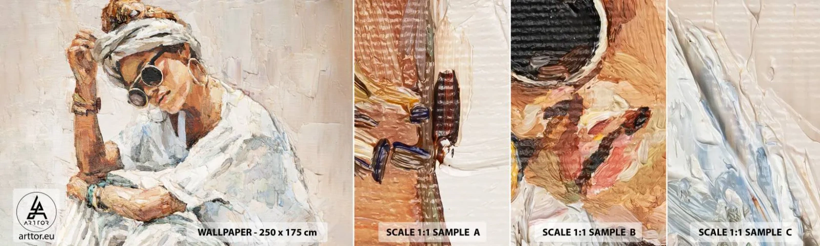 Amostra de Papel de Parede Standard Eco - Retrato em pleno sol - Retrato, Boho, Óleo - 100x30 cm