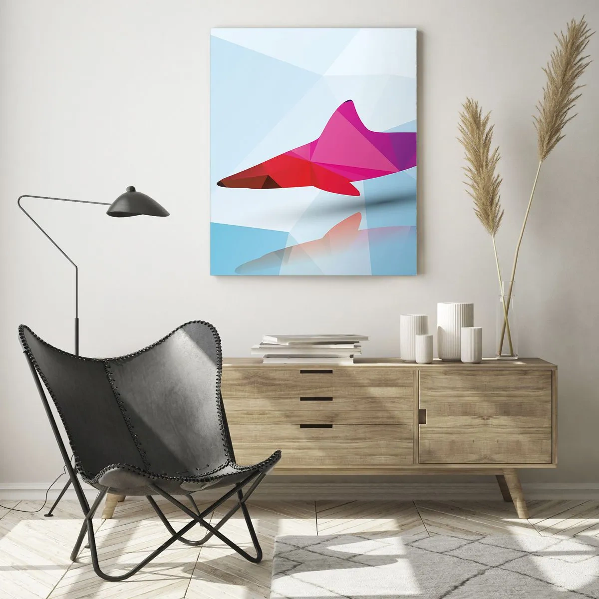 Quadro em vidro - Tubarão no espaço de cristal - 50x70 cm