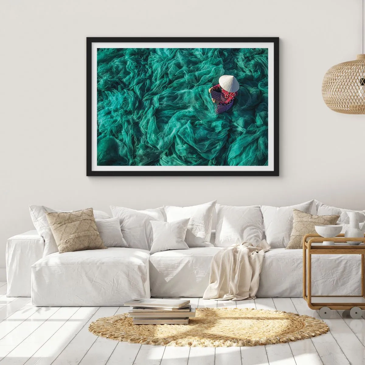 Pôster com moldura preta - Num mar de redes - 50x40 cm