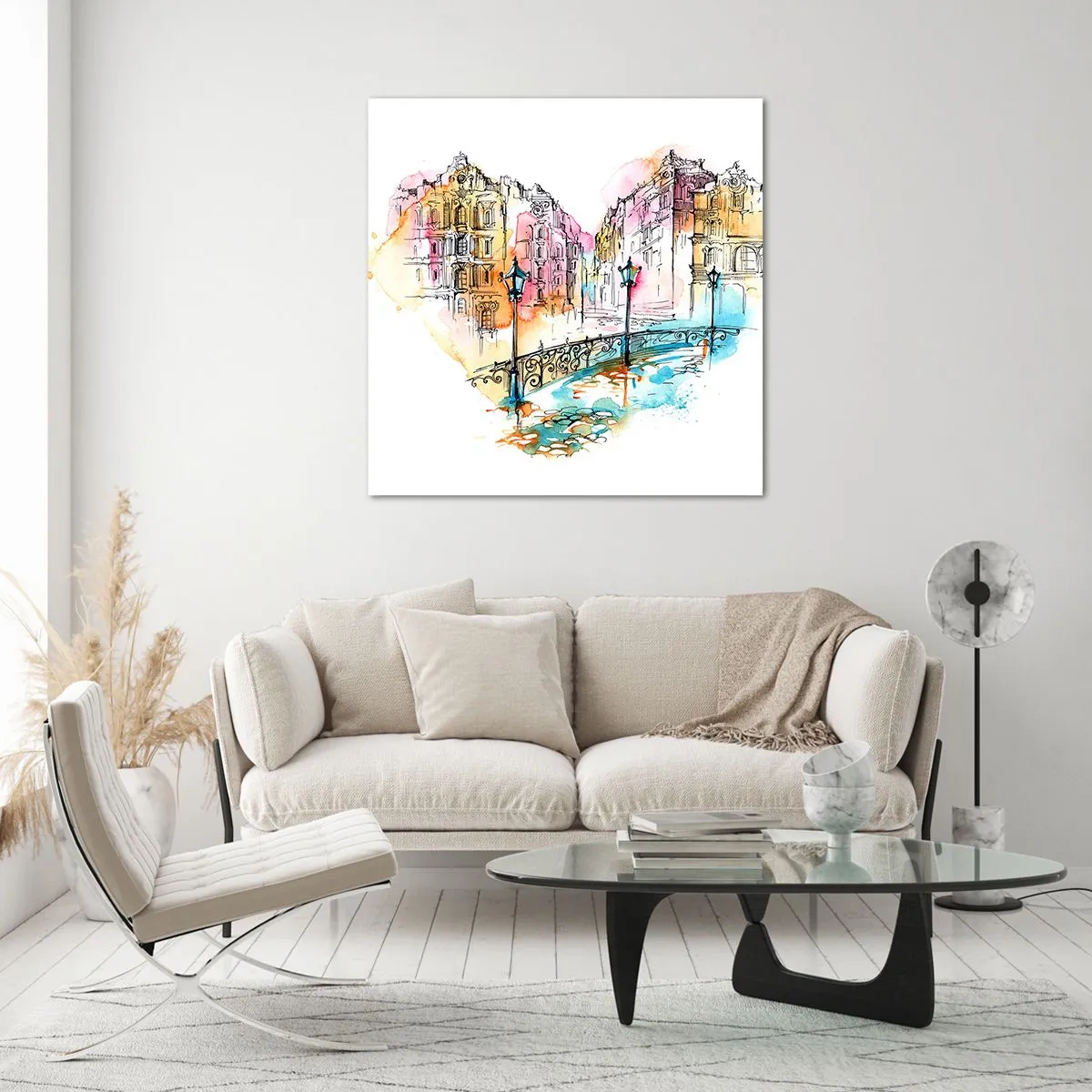 Quadro em vidro - O coração da cidade - 70x70 cm