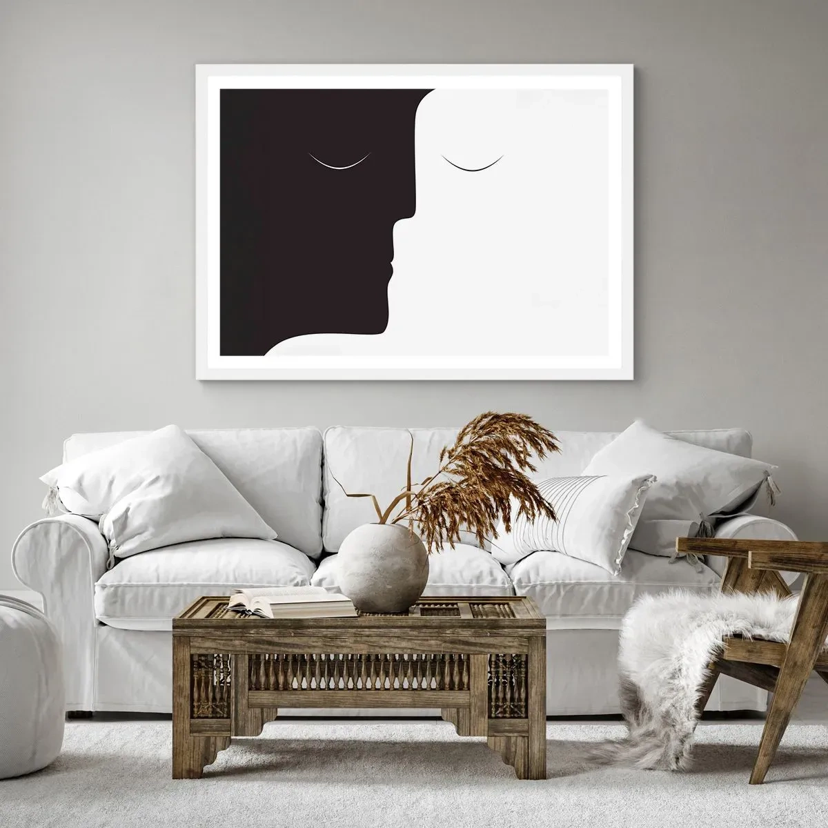 Pôster em moldura branca - Unidade de opostos - 70x50 cm