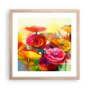 Pôster com moldura de carvalho claro - Não só vermelho - 40x40 cm