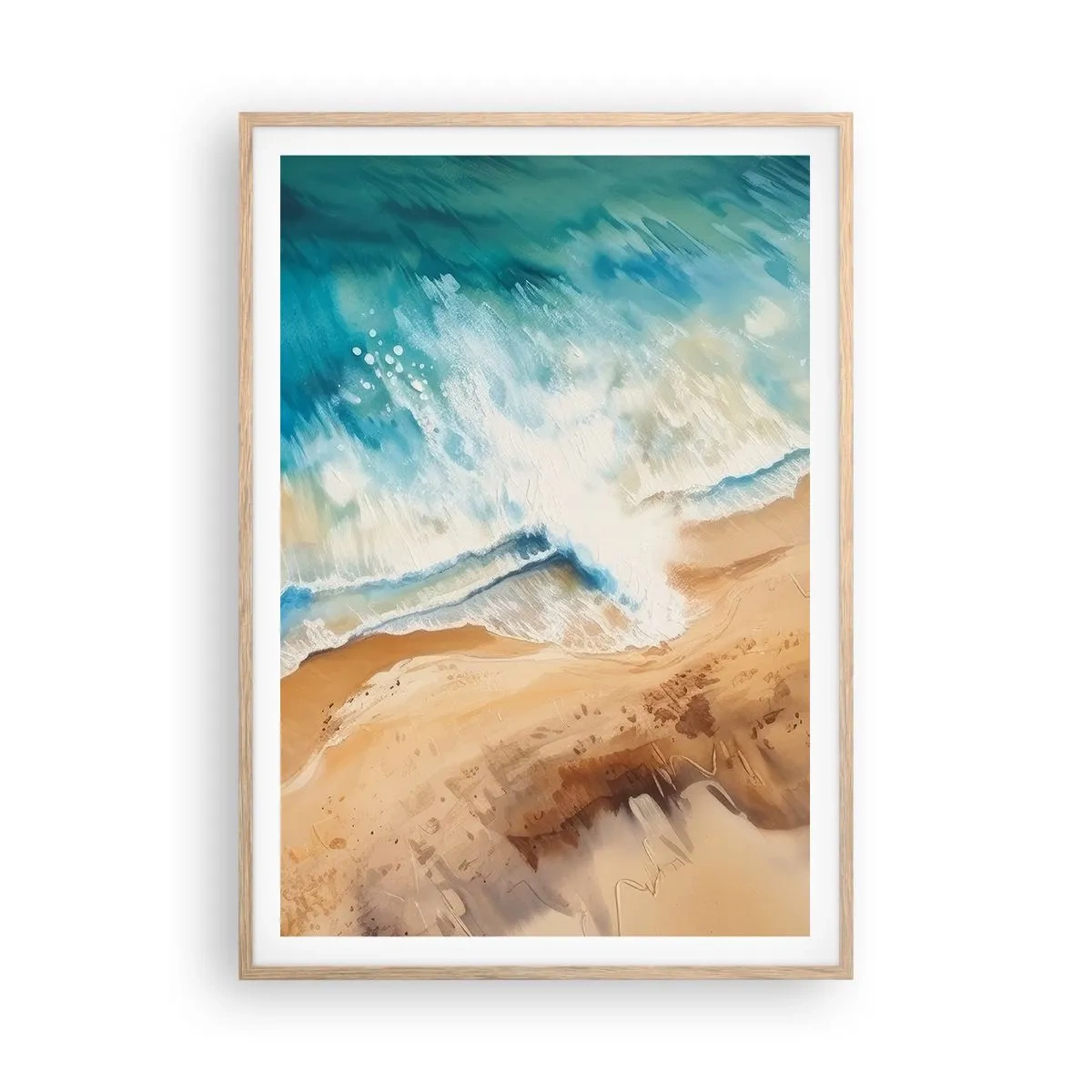 Pôster com moldura de carvalho claro - A onda que retorna - 70x100 cm