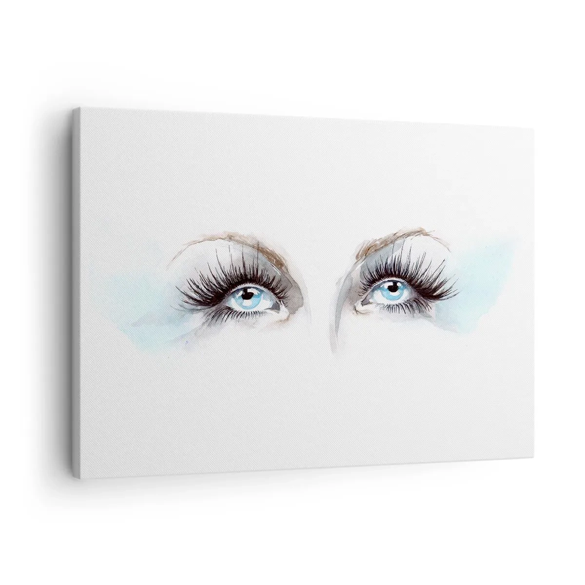 Quadro em tela - Aquarela com olhos azuis e detalhes delicados - 70x50cm - Olhos de anjo? - Decoração de parede moderna para a sala de estar e quarto ARTTOR